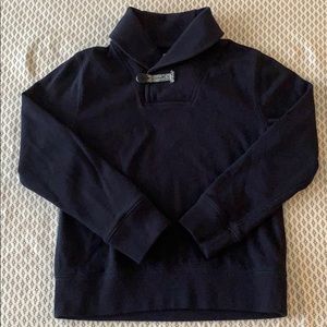Navy blue shawl collar pullover sweatshirt